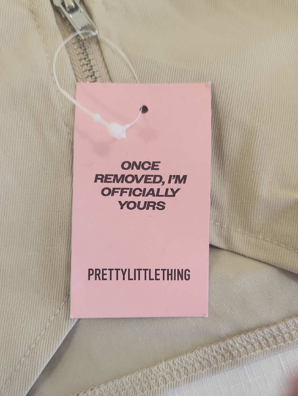 Pretty Little Thing Stone Xargo Lace Zip Up Halter Crop Top. Size 10 - Picture 5 of 11